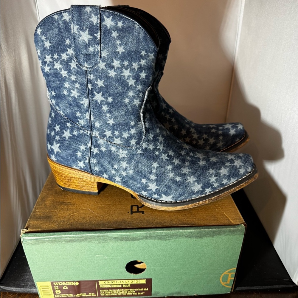 Roper “Merica” Blue Ankle Boots